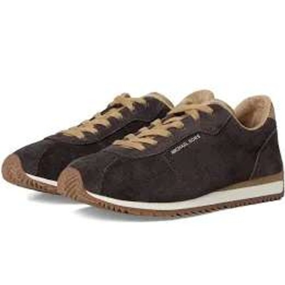 Michael Kors Women Rhodes Brown Suede Trainer Sneakers Shoes Size 9M Low Top